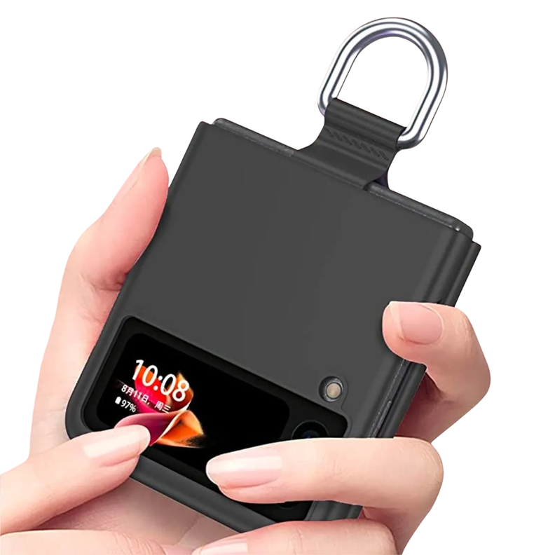 Carcasa c/ Anillo Negro Compatible Samsung Z Flip 3 + Lámina-2