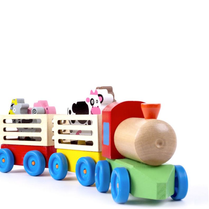 Tren de Madera de Juguete con Animales de Granja-1