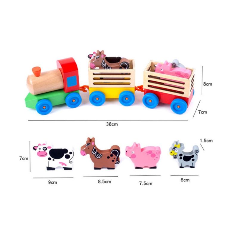 Tren de Madera de Juguete con Animales de Granja-3