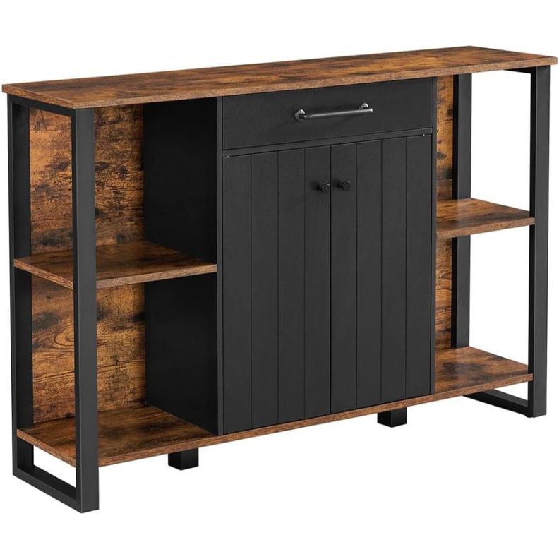 Mueble Aparador Buffet Fierro Negro y Madera Linsell Cafe