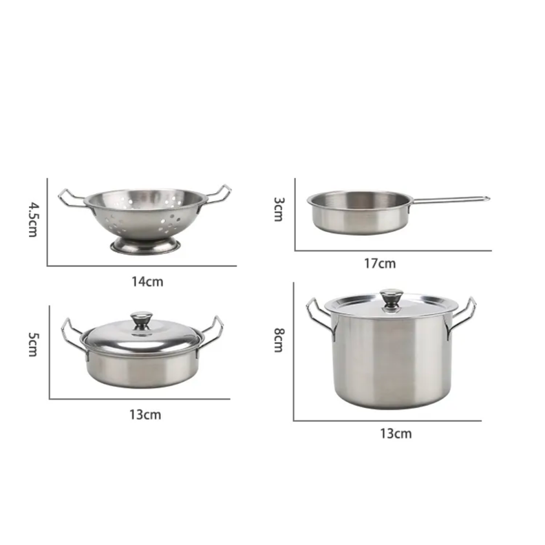 Set Ollas y Utensilios Cocina Infantil Acero Inox-2