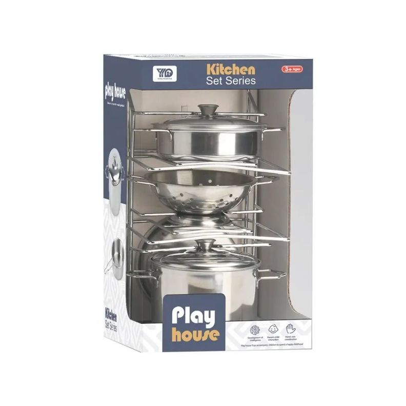 Set Ollas y Utensilios Cocina Infantil Acero Inox-3