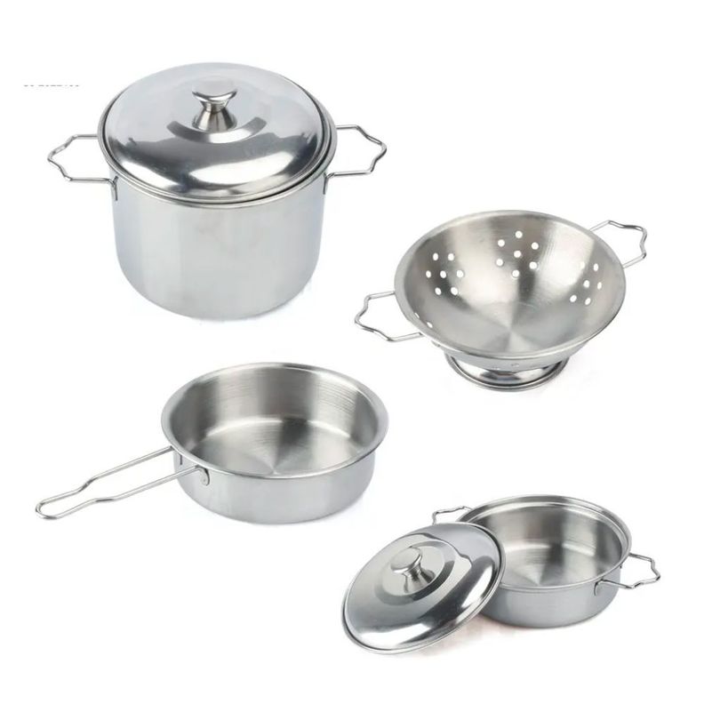 Set Ollas y Utensilios Cocina Infantil Acero Inox-6