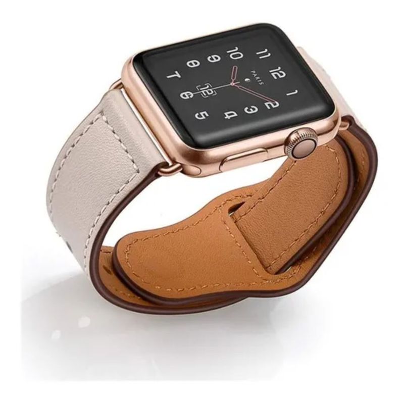 Correa Compatible c/ Apple Watch Cuero 42/44mm Rosado-1
