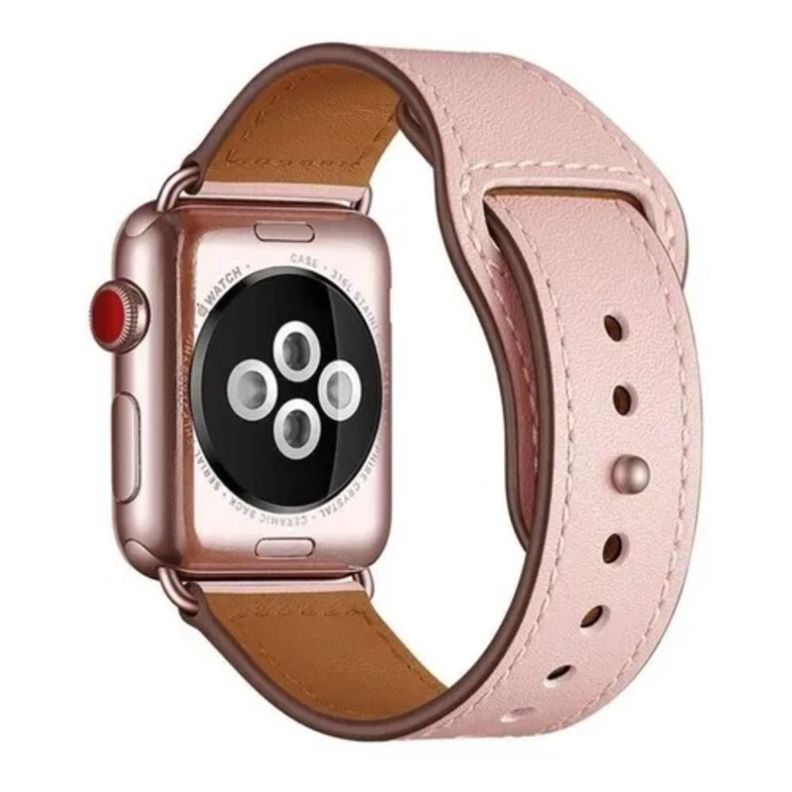Correa Compatible c/ Apple Watch Cuero 42/44mm Rosado-2