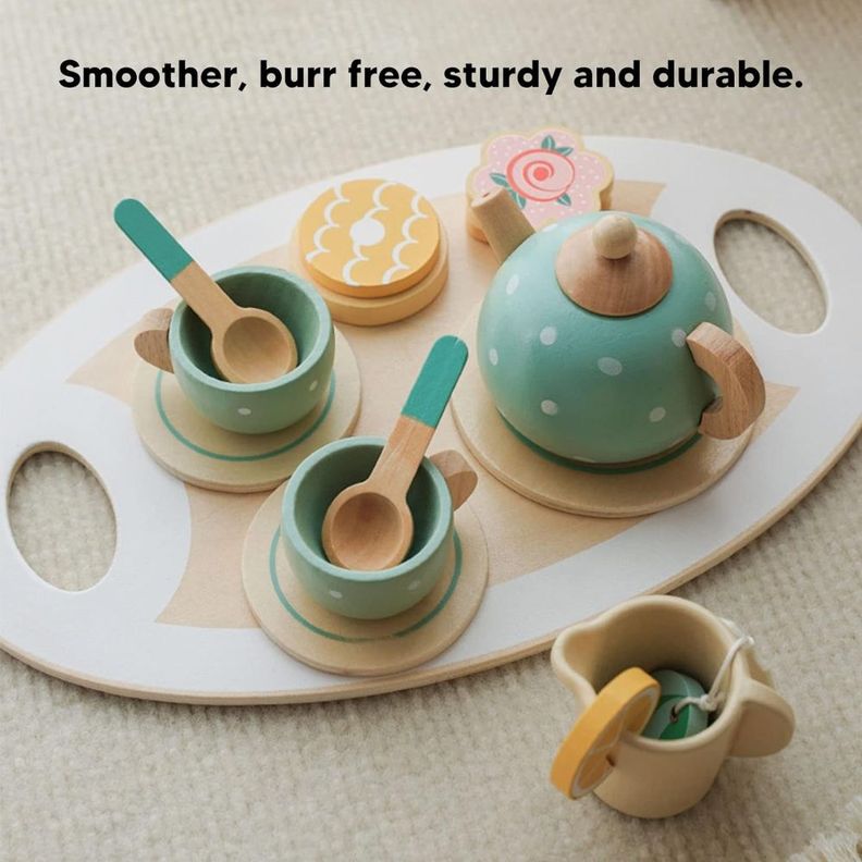 Juego de Te Infantil de Madera Incluye Tetera y Tazas Spacezat