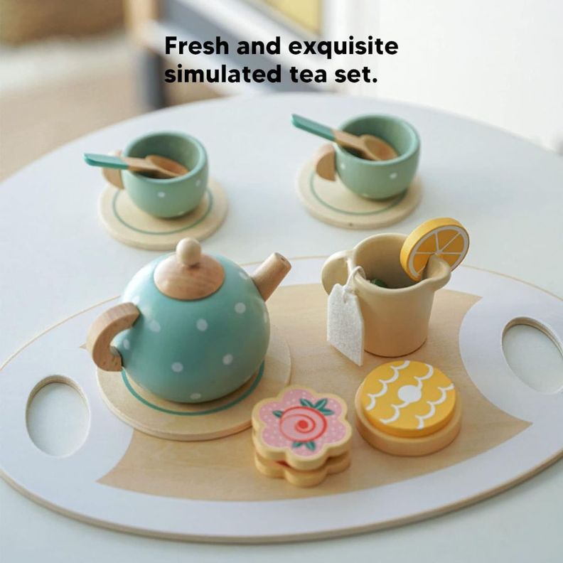 Juego de Te Infantil de Madera Incluye Tetera y Tazas Spacezat