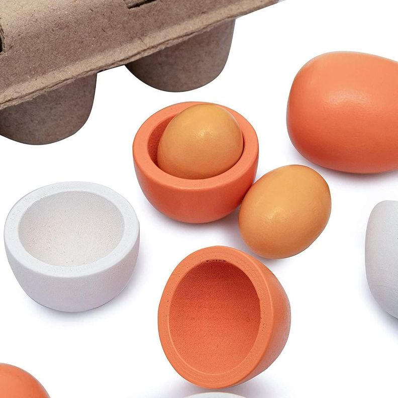 Caja De Huevos Madera 6 Unidades Juguete Didáctico-6