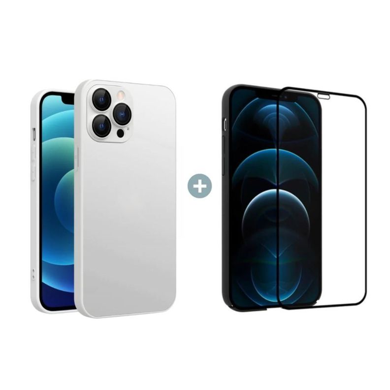 Carcasa Para iPhone 14 Metálica Antishock Blanca + Lámina-1