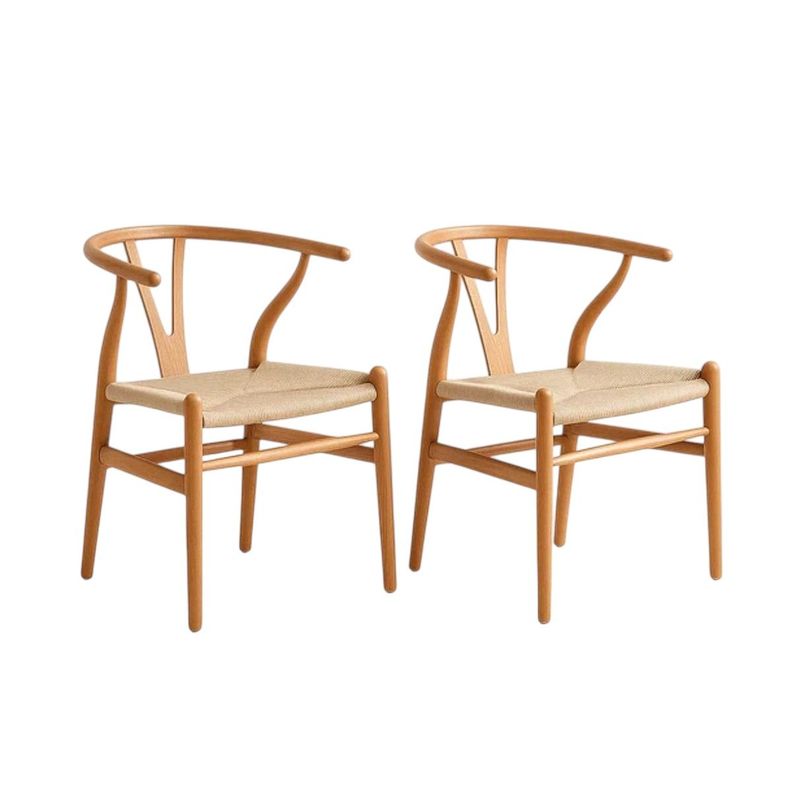 Set De 2 Sillas Wishbone Madera Natural y Cuerda Cafe [ 200 ]