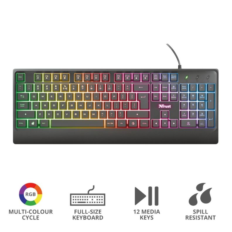 Teclado Trust Gaming Led Retroiluminado Ziva Es-4