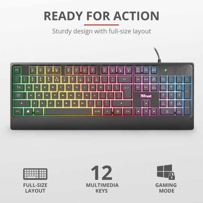 Teclado Trust Gaming Led Retroiluminado Ziva Es-5