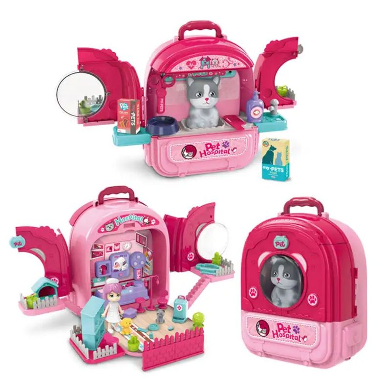 Maleta 3 en 1 Cuidados Mascota Gato Pets Hospital-4