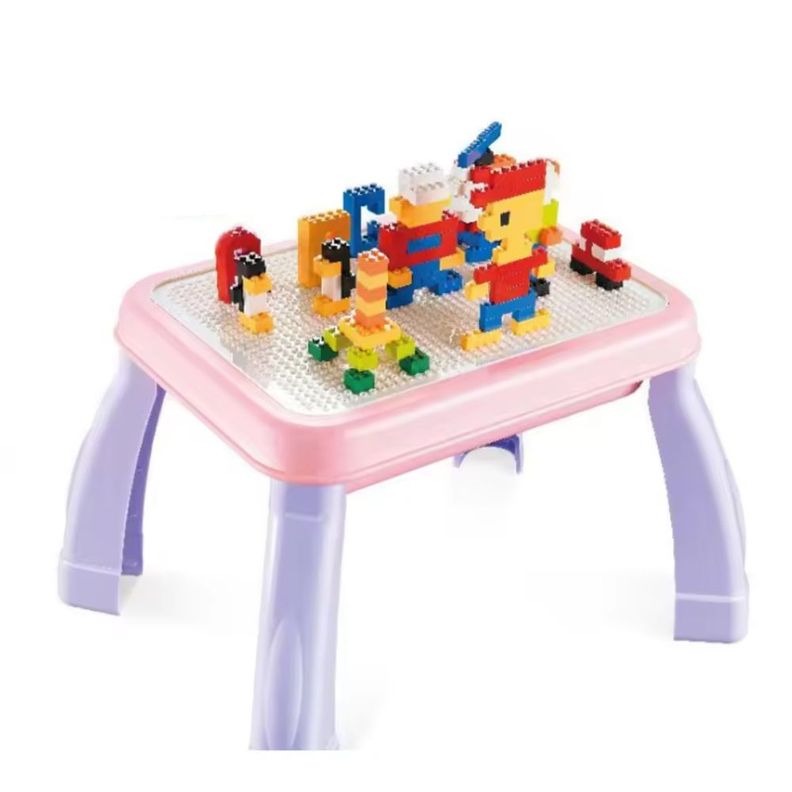 Mesa de Juegos Didáctica Construcción 600 Bloques Rosado-0