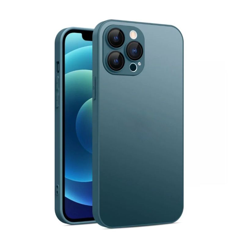 Carcasa Para iPhone 14 Metálica Antishock Azul + Lámina-0