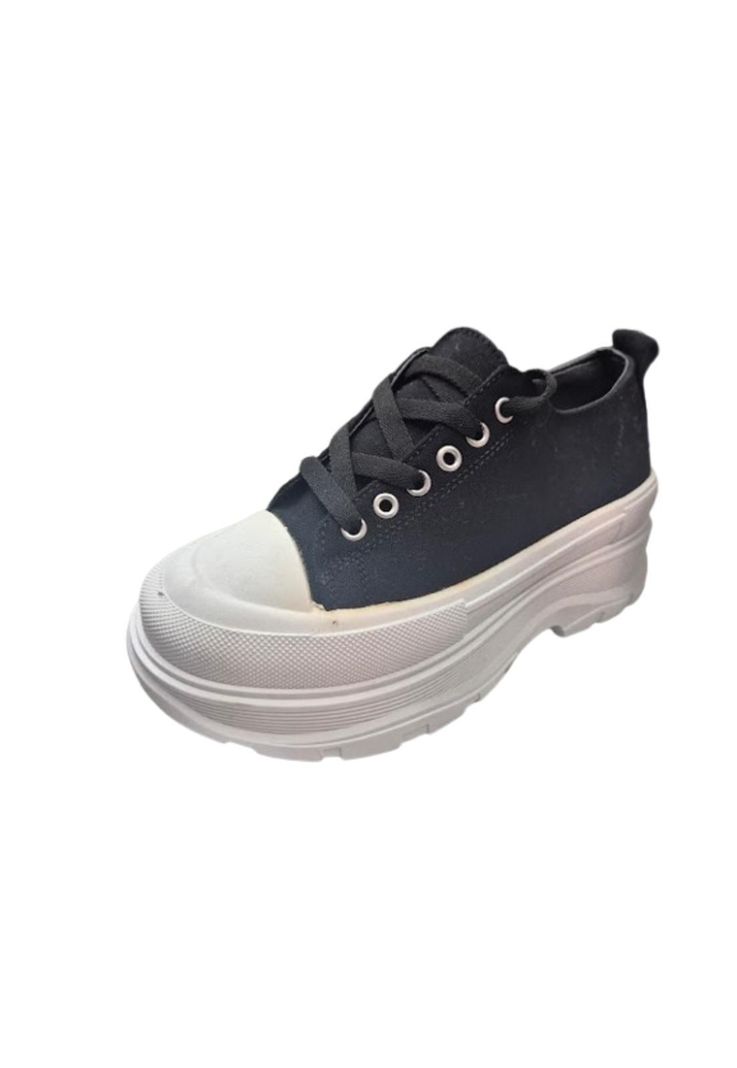 Zapatilla Urbana Mujer Con Caña Negro-1