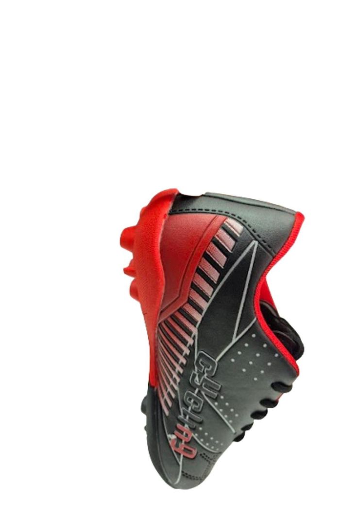 Zapatilla de Fútbol Niño Negro Rojo-3