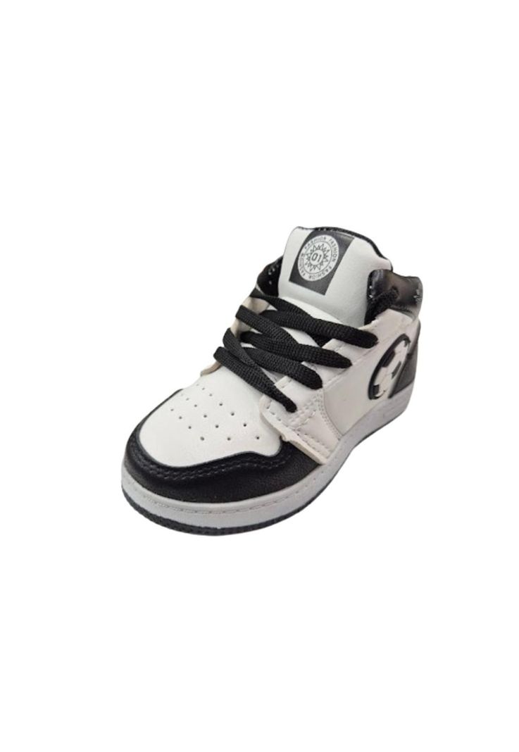 Zapatilla Con Caña Niño Blanco Negro-0
