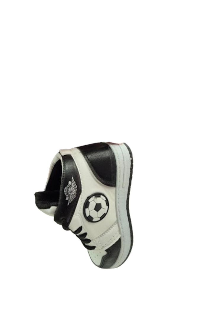Zapatilla Con Caña Niño Blanco Negro-1