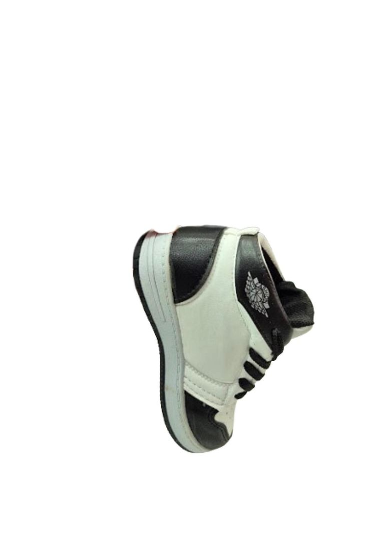 Zapatilla Con Caña Niño Blanco Negro-3