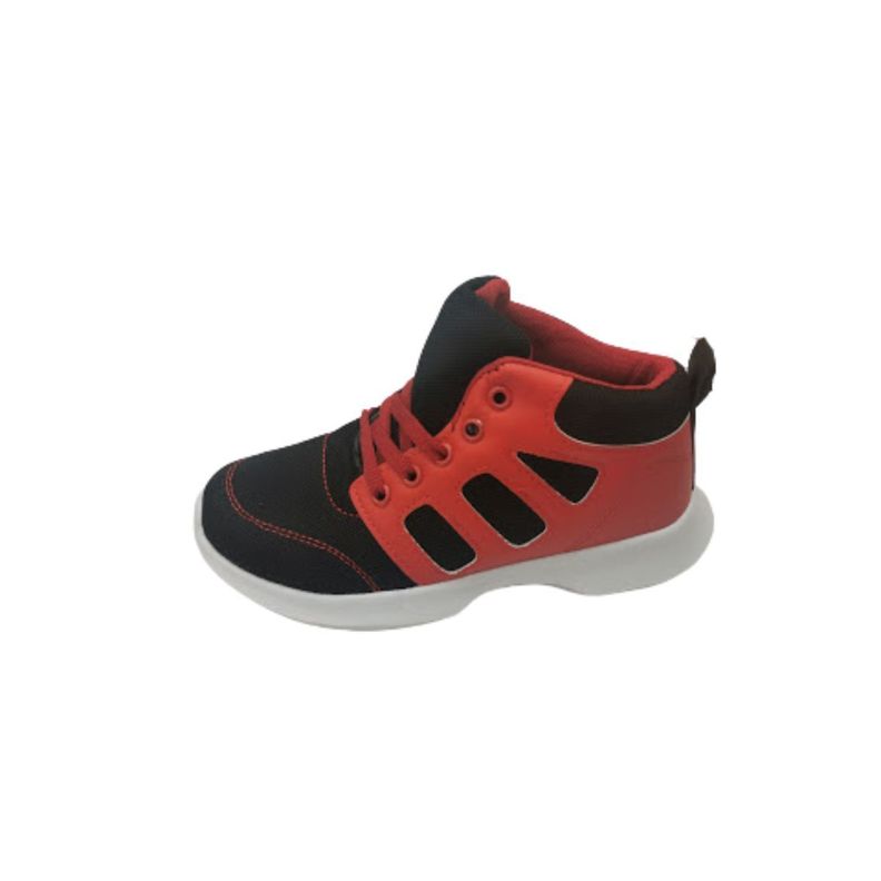Zapatilla Urbana Con Caña Negro Rojo Niño-0