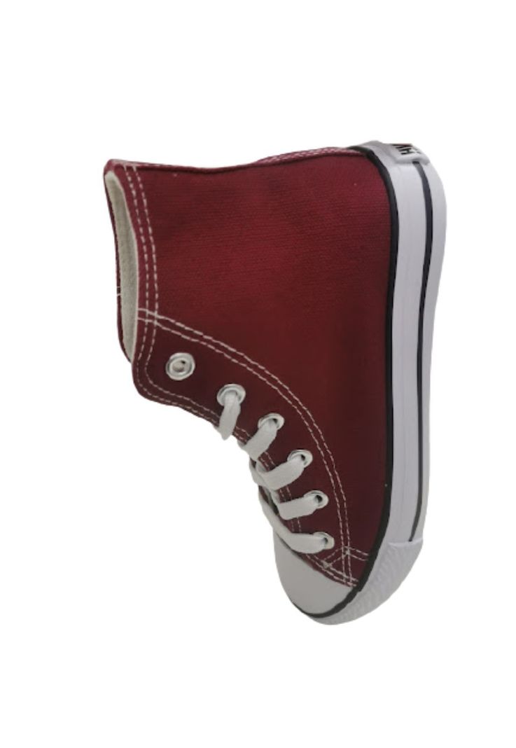 Zapatillas Lona Con Cana Burdeo 25