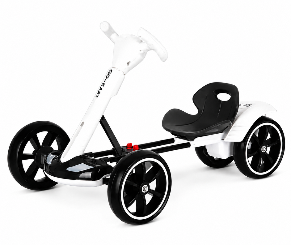Auto Electrico Go Kart Ajustable Plegable Luces Y Bluetooth Blanco