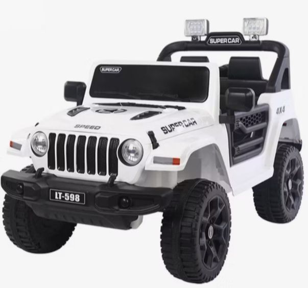 Auto Jeep A Bateria 12V Con Control Remoto 598 Blanco-0