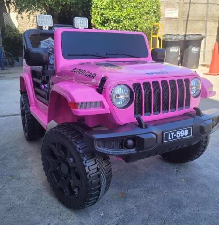 Auto Jeep A Bateria 12V Con Control Remoto 598 Rosado-2