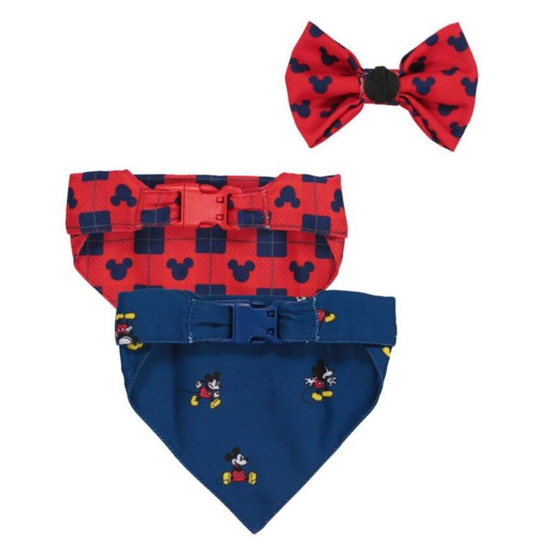 Pack Bandana Y Moño Para Perros Mascotas Mickey Colores-2