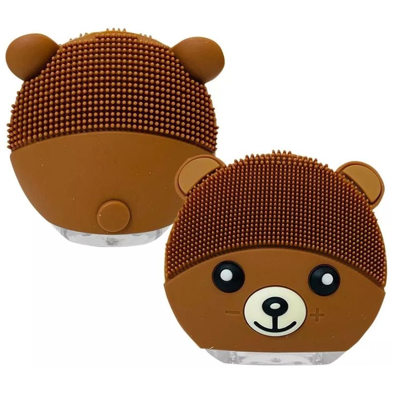 Cepillo Limpieza Facial Sonico De Silicona USB Osito Cafe-3