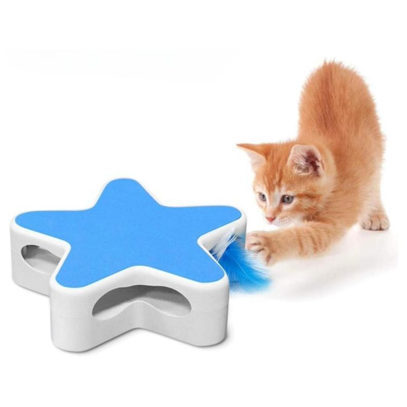 Juguete Interactivo Para Gatos Pluma Giratoria Mascotas-0