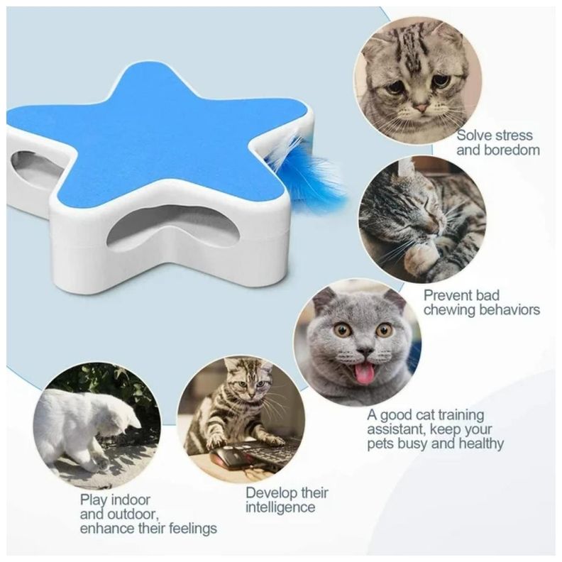 Juguete Interactivo Para Gatos Pluma Giratoria Mascotas-1