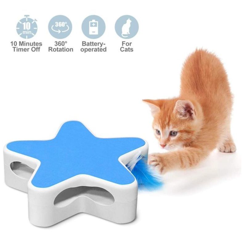 Juguete Interactivo Para Gatos Pluma Giratoria Mascotas-3