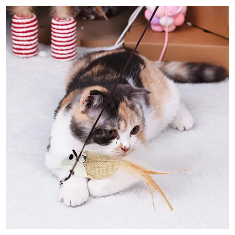 Juguete Varita Con Bola Y Raton Para Gatos Mascotas-4