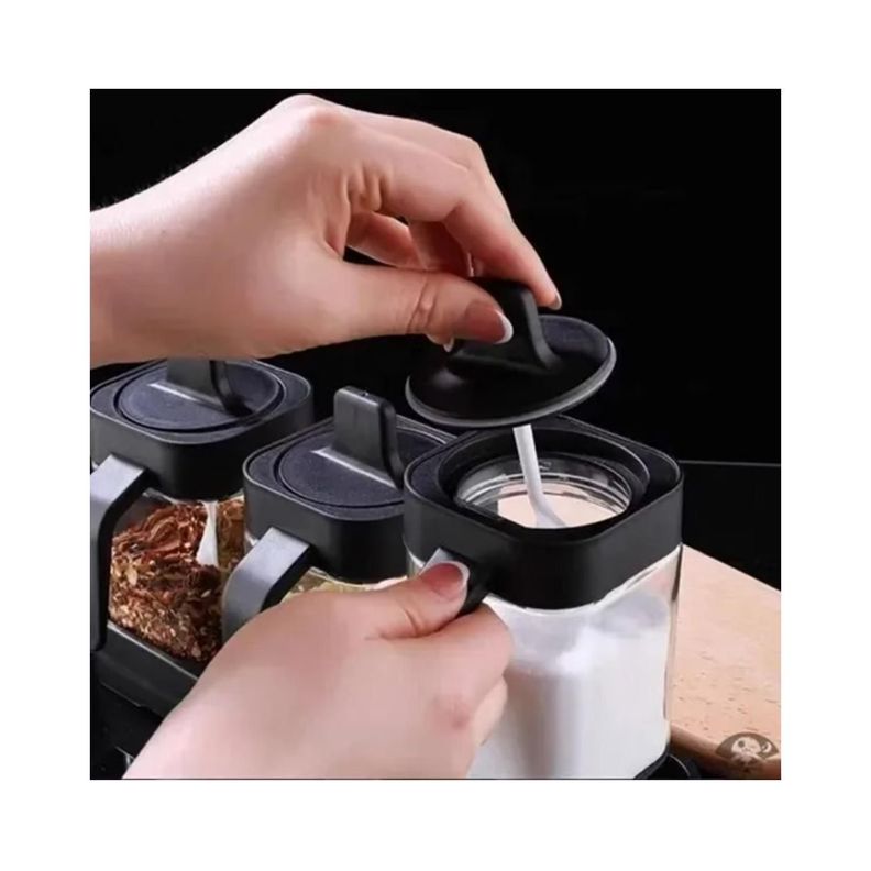 Set De 3 Condimenteros Especieros De Vidrio 400ml-1