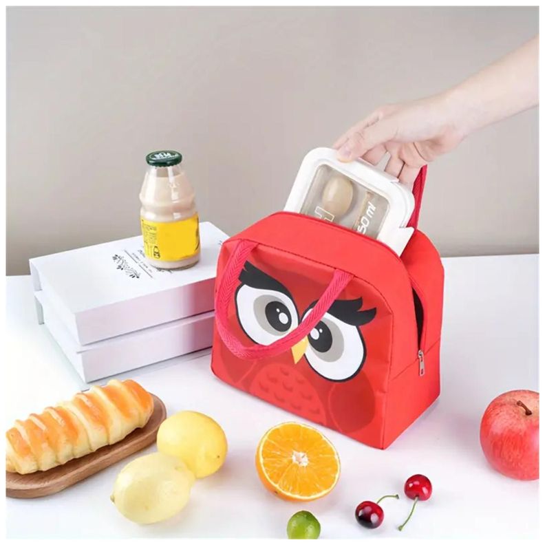 Lonchera Bolsa Termica 23x10x29cm Buho Rojo Kawaii-1