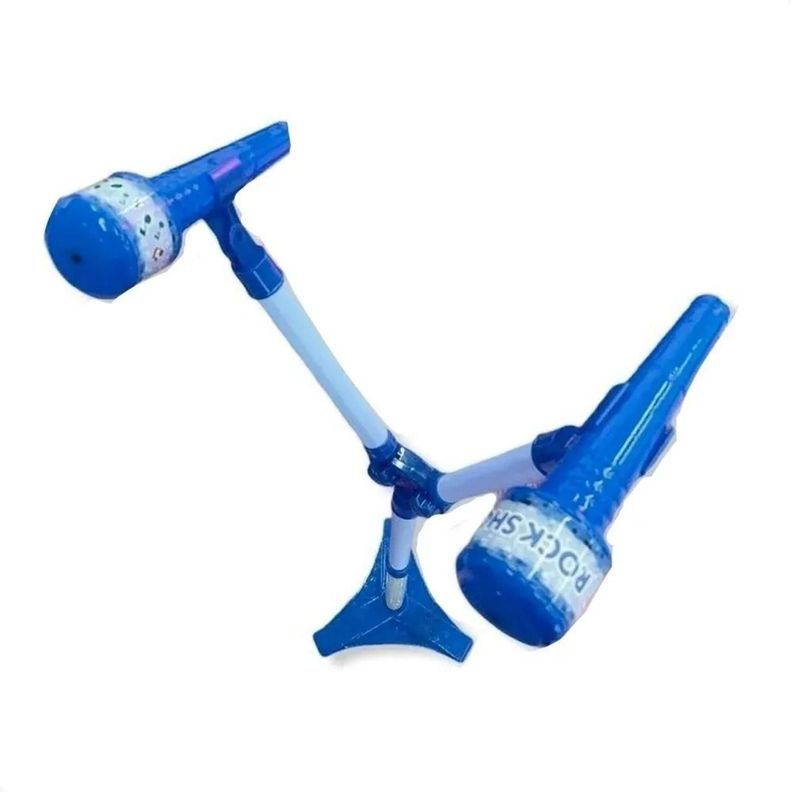 Juguete Microfono Doble Karaoke Con Luces Azul Infantil-3