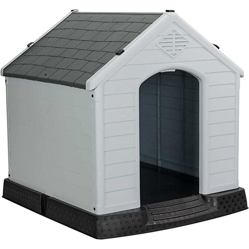 Casa Para Mascotas Perros Mediana PVC 89x17x79Cm Gris-0