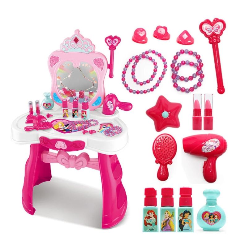 Juguete Tocador Maquillaje Infantil Rosado Princesas Disney-3