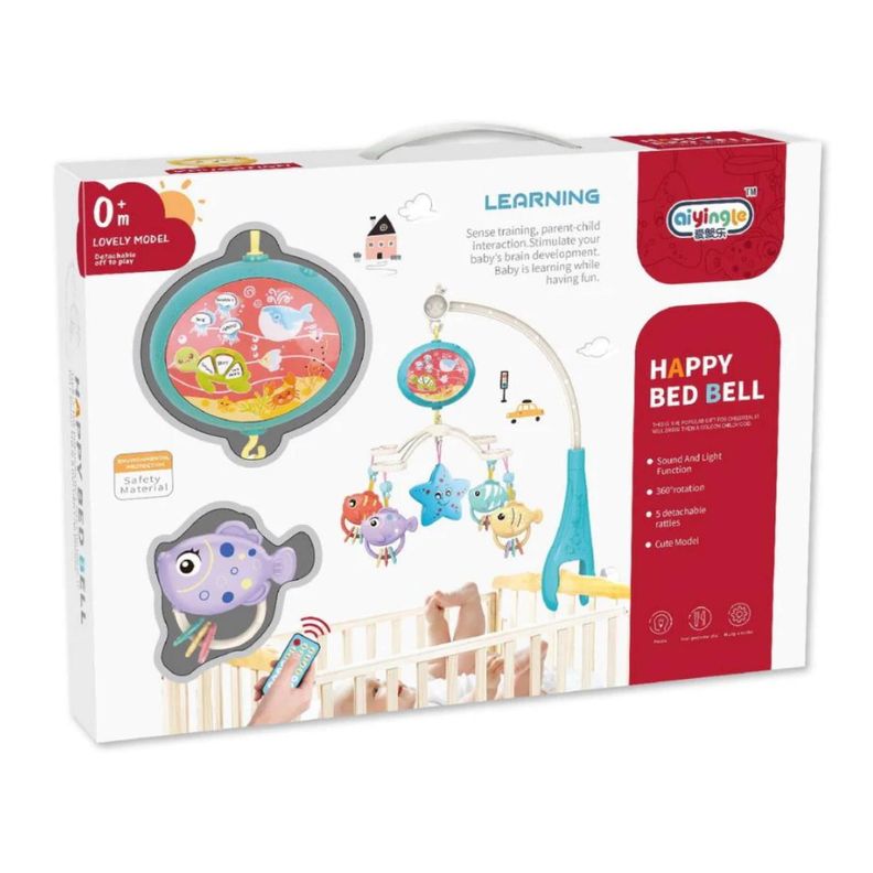 Juguete Movil Sonajero Infantil Con Luz Y Sonido Acuatico Azul-2