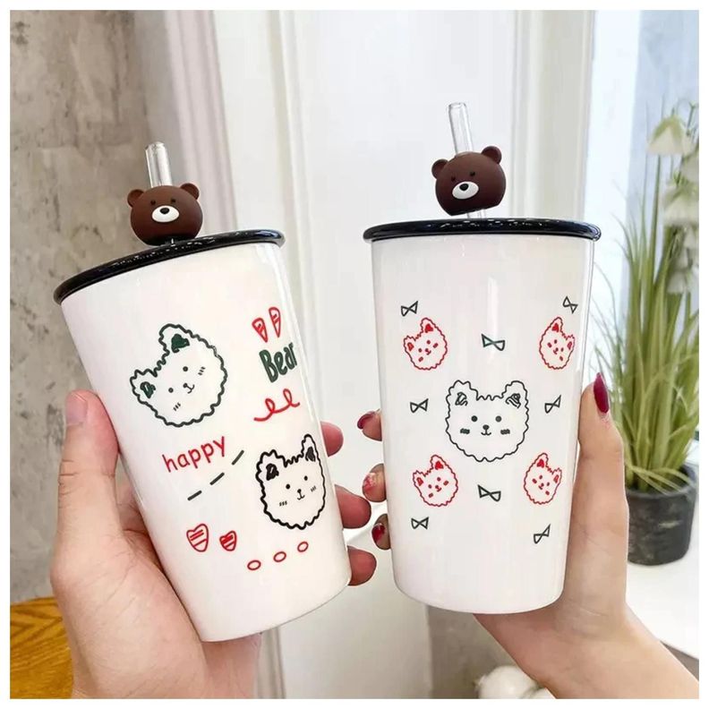 Tazon Taza 400ml Bombilla Ceramica Ositos-3