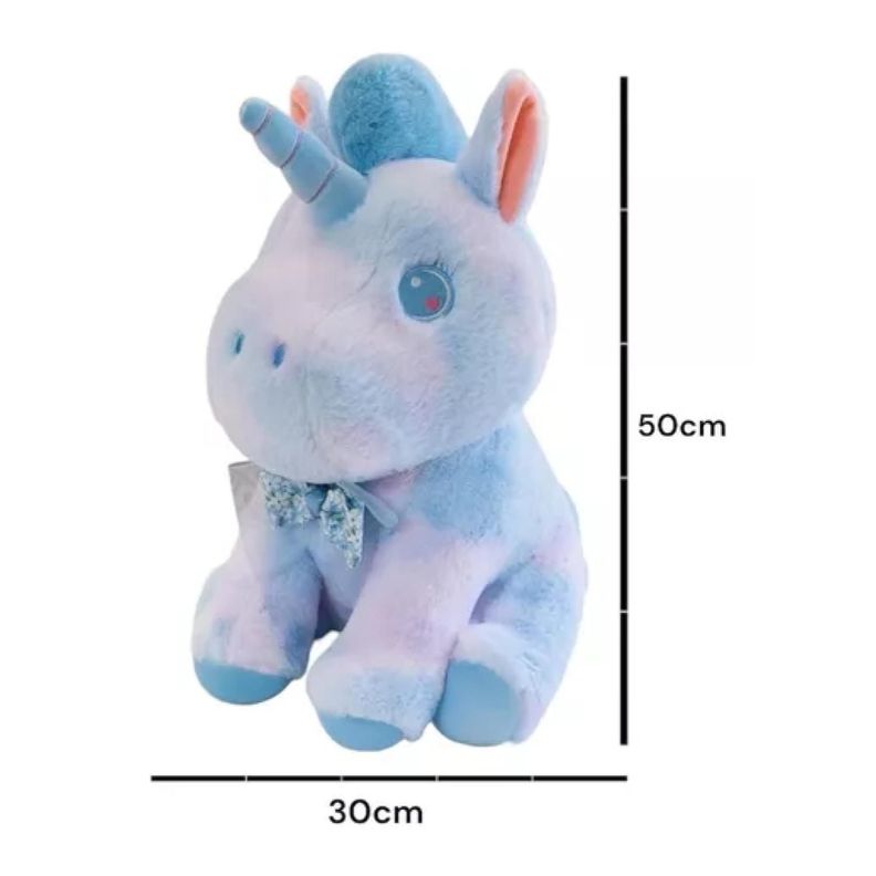 Juguete De Peluche Unicornio Pony Celeste 35cm Infantil-1
