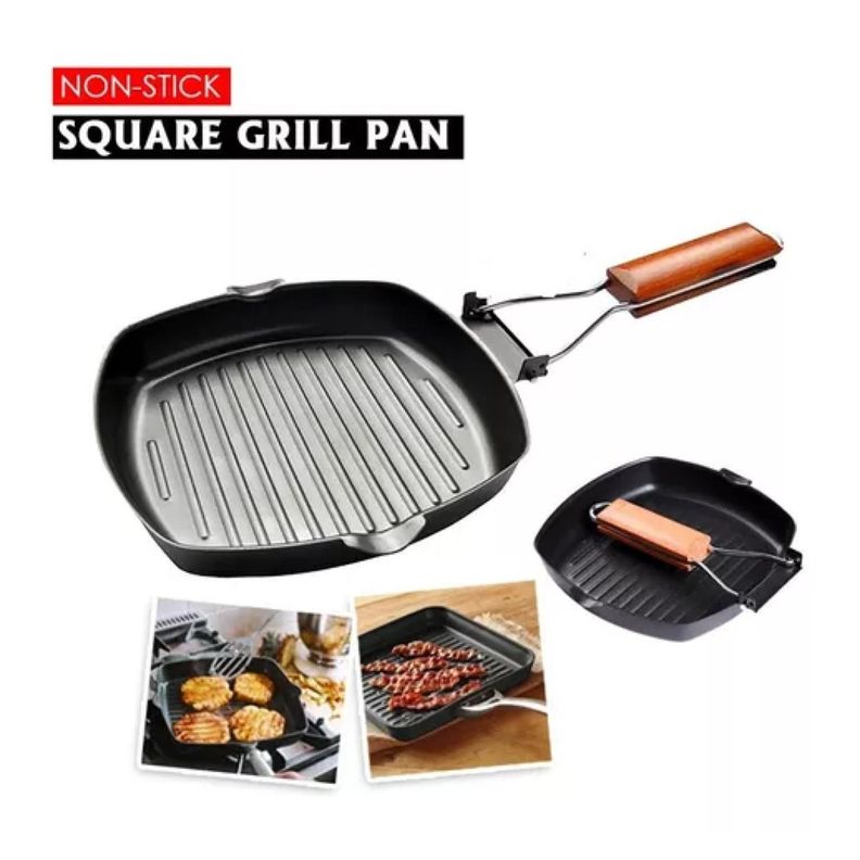 Sarten Plancha Grill Antiadherente Cuadrado 24cm Con Mango-1