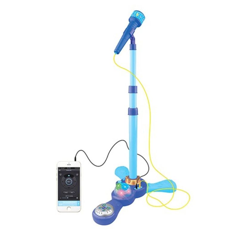 Juguete Microfono Karaoke Pedestal Luces MP3 Azul Infantil