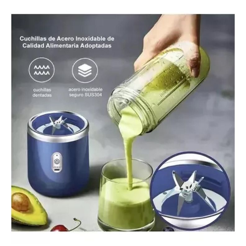 Licuadora De Vasos Portatil Recargable USB C 400ml 40W-3