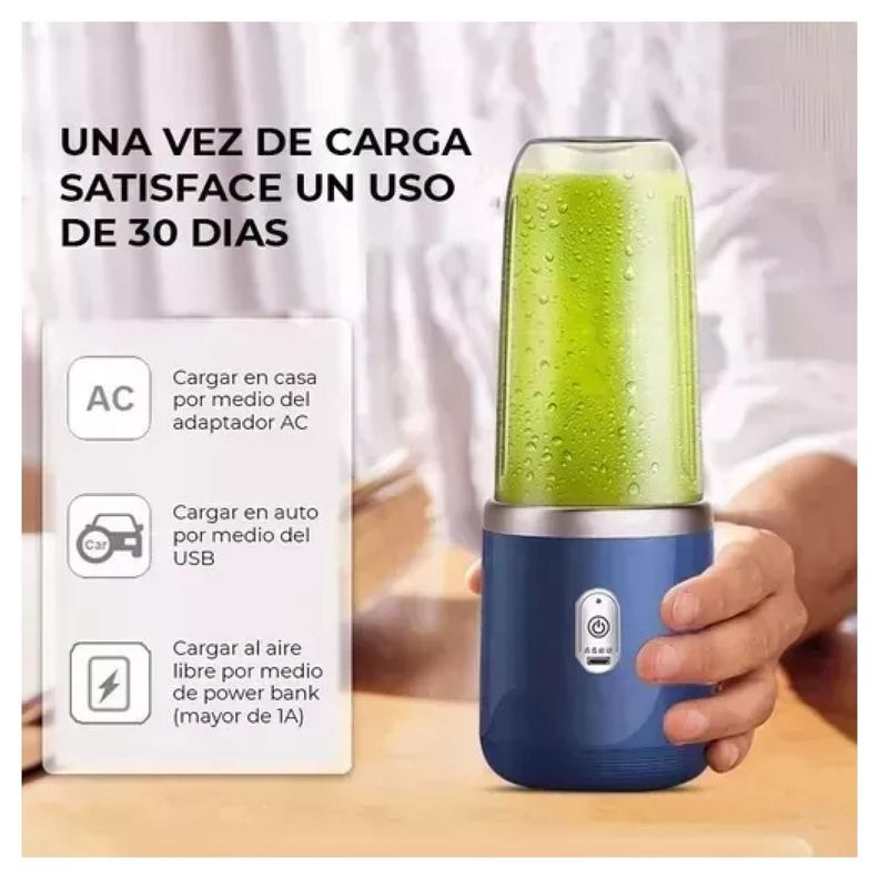 Licuadora De Vasos Portatil Recargable USB C 400ml 40W-5
