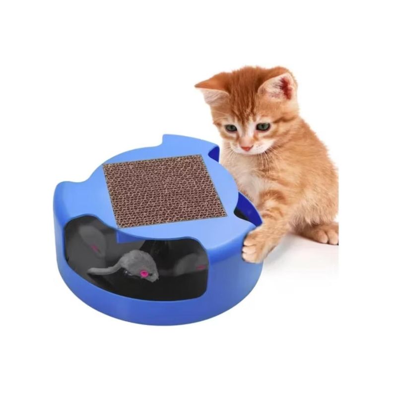 Juguete Interactivo Con Rascador Y Raton Para Gatos Mascotas-2