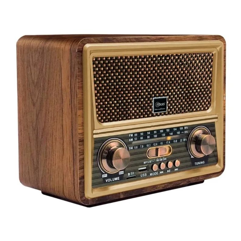 Radio Parlante Bluetooth AUX USB FM AM SW Vintage Vennetian Mlba-0