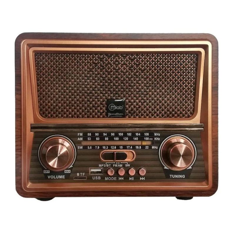 Radio Parlante Bluetooth AUX USB FM AM SW Vintage Vennetian Mlba-1